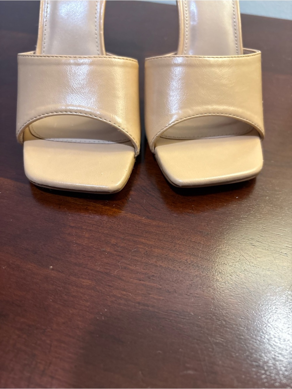 Forever 21 Beige Square-Toe Mule Heels. - Picture 7 of 10
